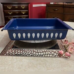VTG Cathrineholm of Norway Enamelware Lasagna Pan w Blue & White Lotus Pattern
